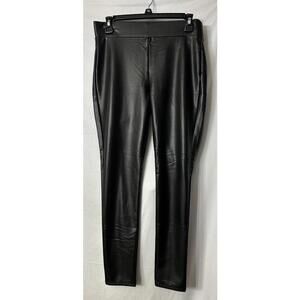 NWT Ann Taylor LOFT Womens Black Faux‎ Leather Stretch Pull On Pants Size Small